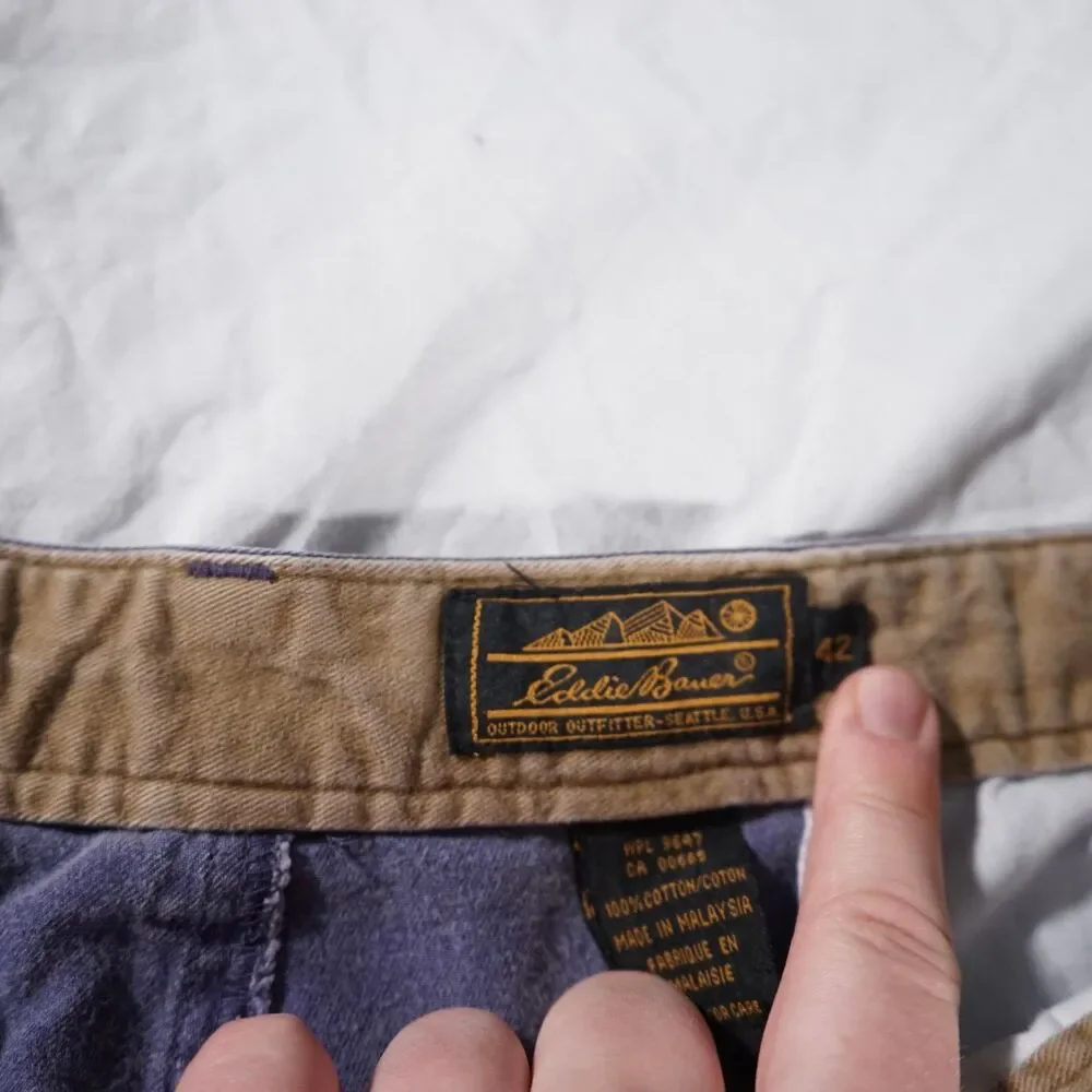 Vintage Eddie Bauer Purple Shorts 42 Double Bar Logo 90s Y2K